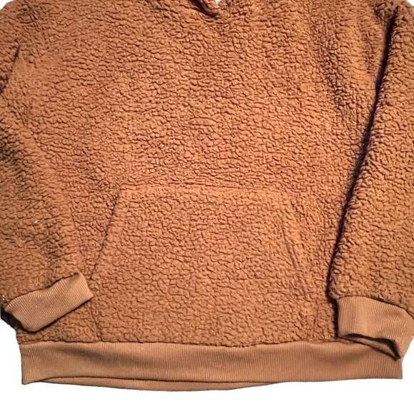 American Eagle Brown Sherpa Hoodie Size Medium - Picture 3 of 9